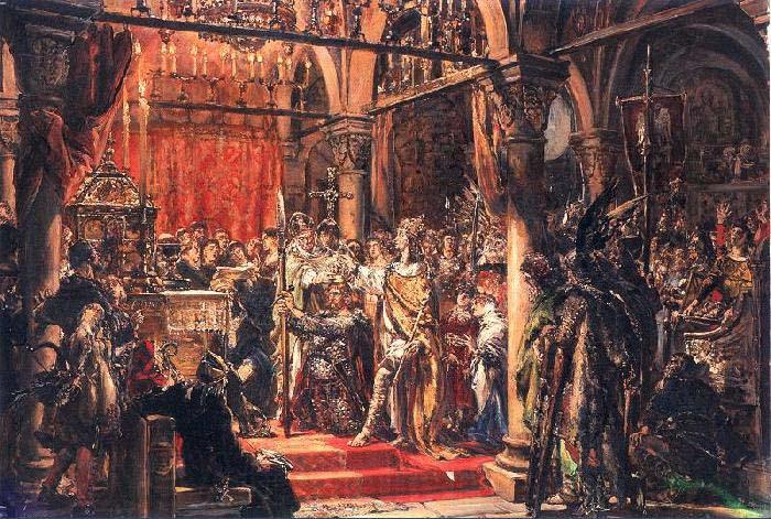 Jan Matejko Coronation of the First King of Poland Norge oil painting art